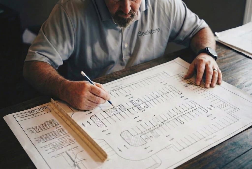 Professional paving crew planning